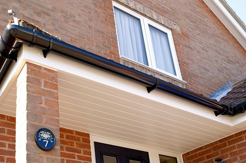New black guttering close-up